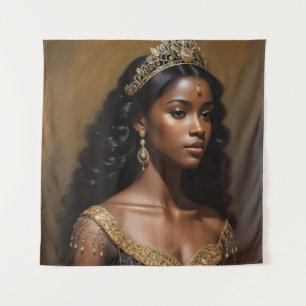 Schöne Black Queen Gold Crown Wandteppich