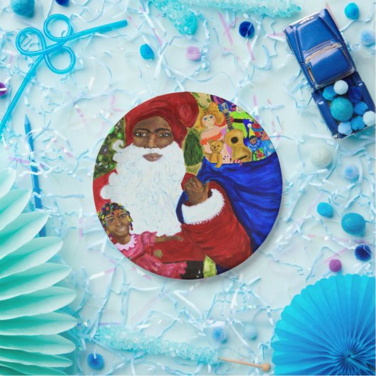 Schöne Black Santa Paper Weihnachts-Party-Teller Pappteller (Party)