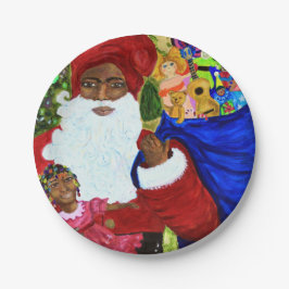 Schöne Black Santa Paper Weihnachts-Party-Teller Pappteller