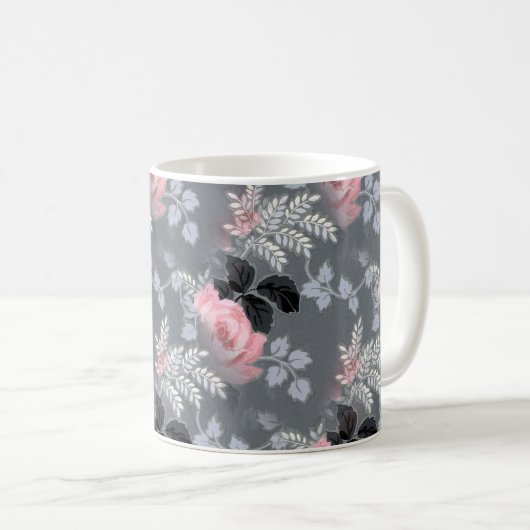 Schöne, blassrosa Rosen Kaffeetasse (VorderseiteRechts)