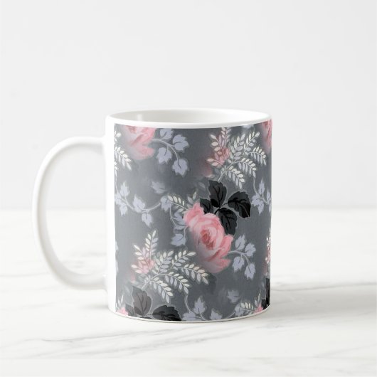 Schöne, blassrosa Rosen Kaffeetasse (Links)