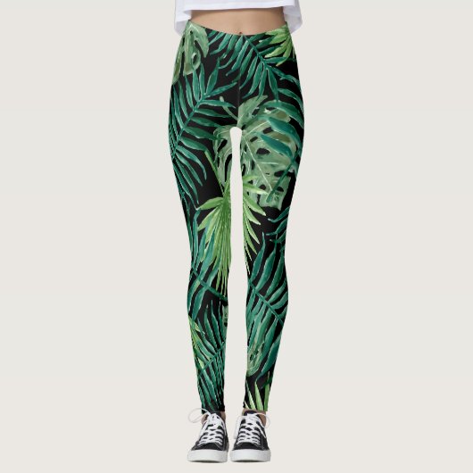Schöne Blätter aus Palmen Leggings (Vorderseite)