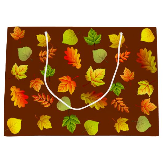 Schöne Blätter des Herbstes auf Brown Große Geschenktüte (Vorderseite)