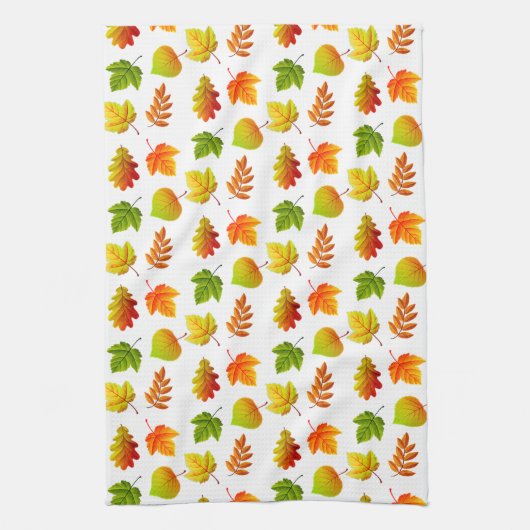 Schöne Blätter des Herbstes auf Weiß Geschirrtuch (Vertikal)
