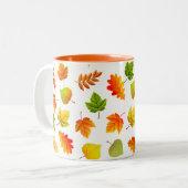 Schöne Blätter des Herbstes auf Weiß Zweifarbige Tasse (Vorderseite Links)