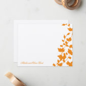 Schöne Blätter Flat Dankeschön Karten - Orange (Vorderseite/Rückseite Beispiel)