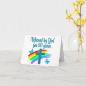 SCHÖNE BLAU 80. GEBURTSTAG CHRISTLICHE DESIGN KARTE (Gelbe Blume)