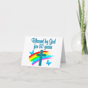 SCHÖNE BLAU 80. GEBURTSTAG CHRISTLICHE DESIGN KARTE