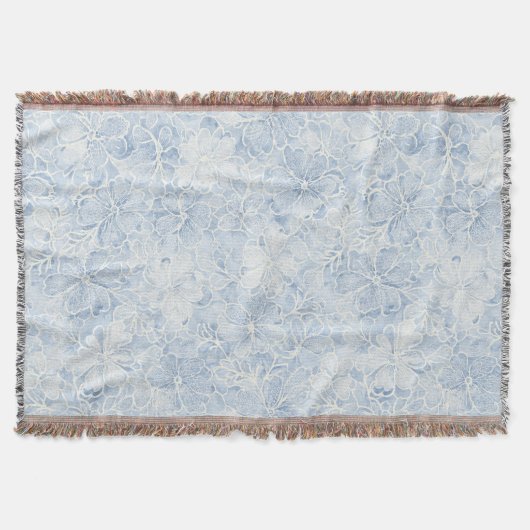 Schöne blau-weiße Blumen Decke (Vorderseite)