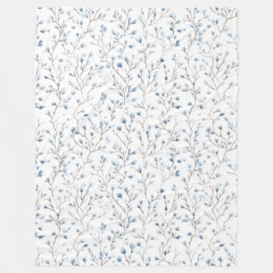 Schöne blau-weiße Blumen   Fleecedecke