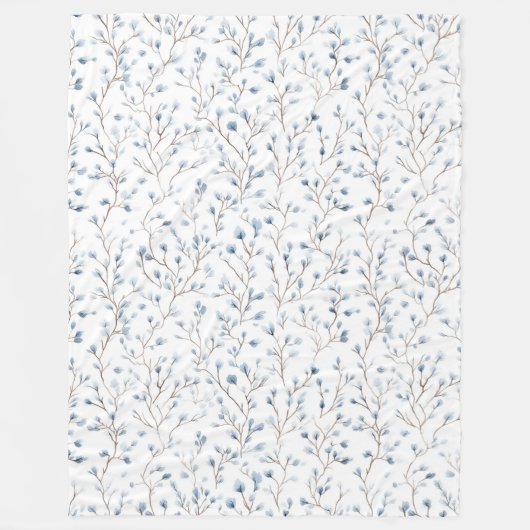 Schöne blau-weiße Blumen   Fleecedecke (Vorderseite)