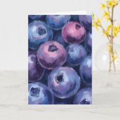 Schöne Blaubeeren | Obstmalerei Karte (Gelbe Blume)
