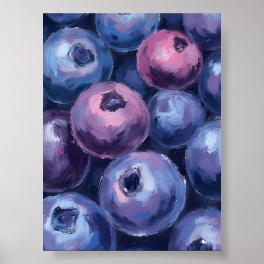 Schöne Blaubeeren | Obstmalerei Poster (Vorne)