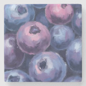 Schöne Blaubeeren | Obstmalerei Steinuntersetzer (Vorderseite)