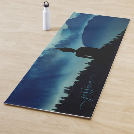 Schöne blaue Aquamarine Berge Buddha Individuelle Yogamatte