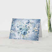 Schöne blaue Aquarellblume Frohe Weihnachtskarte Feiertagskarte (Rückseite)