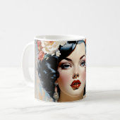 Schöne blaue Augen Ein Art Deco Flapper Kaffeetasse (Vorderseite Links)