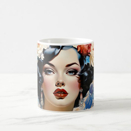 Schöne blaue Augen Ein Art Deco Flapper Kaffeetasse (Mittel)