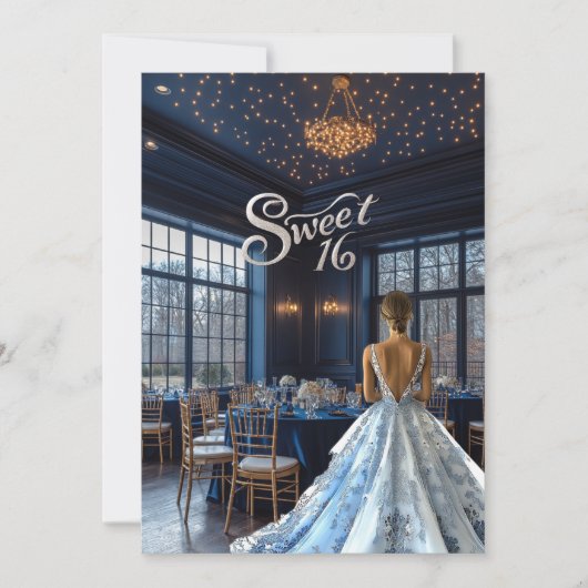 Schöne blaue Ballroom Einladung (Vorderseite)