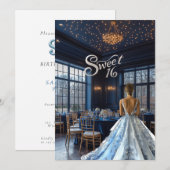Schöne blaue Ballroom Einladung (Vorne/Hinten)