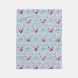 Schöne blaue Bänder Rose Blumenvintage Tapete Fleecedecke