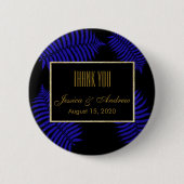 Schöne blaue Blatt-Adlerfarn-Hochzeit Button (Vorderseite)