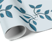 Schöne blaue Blätter Geschenkpapier (Rolleneckpunkt)