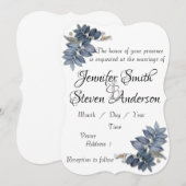 Schöne blaue Blätter Hochzeit Einladung (Vorne/Hinten)