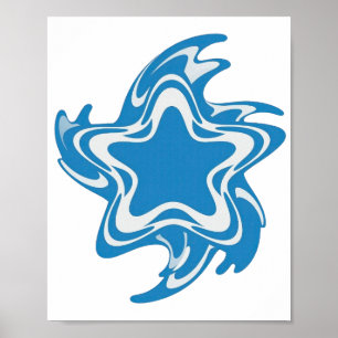 Schöne blaue BLUE STAR Grafikdesign Poster