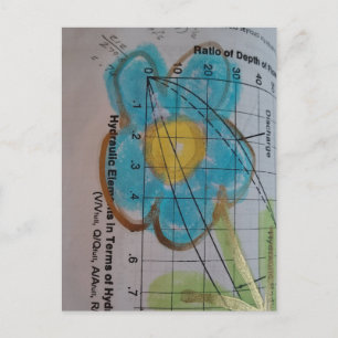 Schöne blaue Blume auf einer Seite eines alten Leh Postkarte