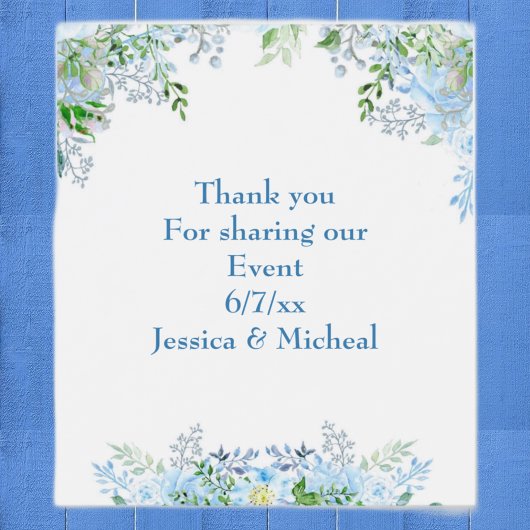 Schöne blaue Blume danke Weinetikett