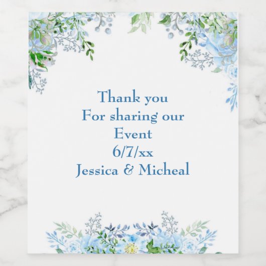 Schöne blaue Blume danke Weinetikett (Einzelnes Label)