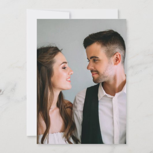 Schöne blaue Blume mit Monogram Foto Wedding Einladung (Rückseite)