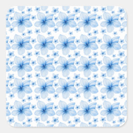 Schöne blaue Blume Nahtloses Muster Quadratischer Aufkleber