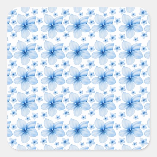 Schöne blaue Blume Nahtloses Muster Quadratischer Aufkleber (Vorderseite)