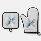 Schöne blaue Blume Ofenhandschuh & Topflappen-Set (Vorderseite)