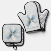 Schöne blaue Blume Ofenhandschuh & Topflappen-Set (Vorderseite/Rückseite)