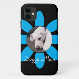 Schöne blaue Blume Rahmen Niedlicher Welpenhund sc Case-Mate iPhone Hülle