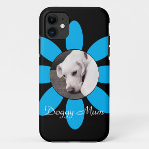 Schöne blaue Blume Rahmen Niedlicher Welpenhund sc Case-Mate iPhone Hülle