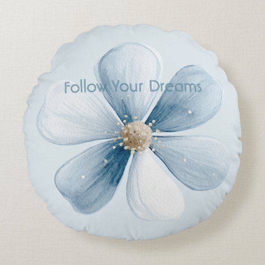 Schöne blaue Blume Rundes Kissen (Vorderseite)