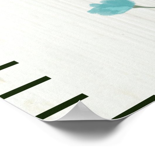 Schöne blaue Blume über das Messen des Wachstums Poster (Ecke)