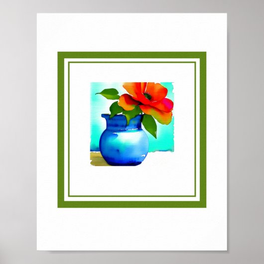 Schöne blaue Blume Vase Rechts Blume Poster (Vorne)