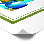 Schöne blaue Blume Vase Rechts Blume Poster (Ecke)