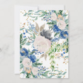 Schöne blaue Blume verzauberte Paarhochzeit Einladung (Rückseite)