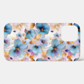 Schöne blaue Blumen Alkohol Tinte Pastel Case-Mate iPhone Hülle (Rückseite (Horizontal))