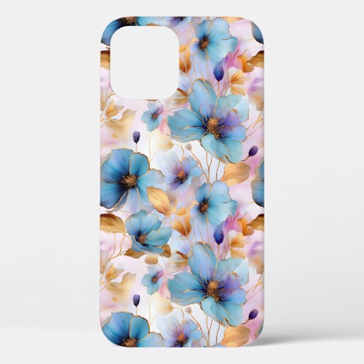 Schöne blaue Blumen Alkohol Tinte Pastel Case-Mate iPhone Hülle (Rückseite)
