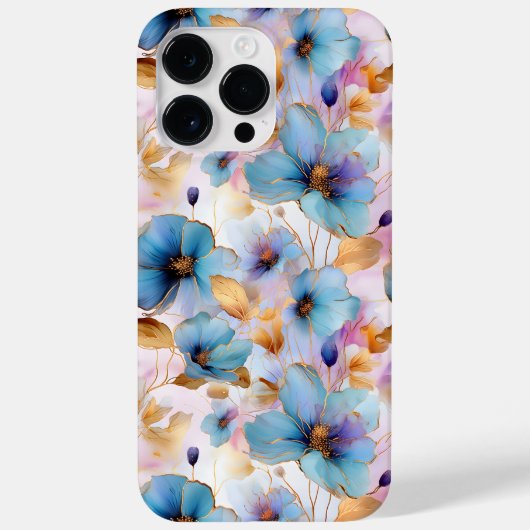 Schöne blaue Blumen Alkohol Tinte Pastel Case-Mate iPhone Hülle (Rückseite)