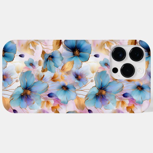 Schöne blaue Blumen Alkohol Tinte Pastel Case-Mate iPhone Hülle (Rückseite (Horizontal))