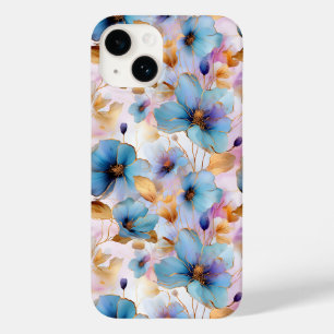 Schöne blaue Blumen Alkohol Tinte Pastel Case-Mate iPhone 14 Hülle