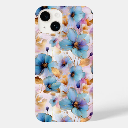 Schöne blaue Blumen Alkohol Tinte Pastel Case-Mate iPhone Hülle (Rückseite)